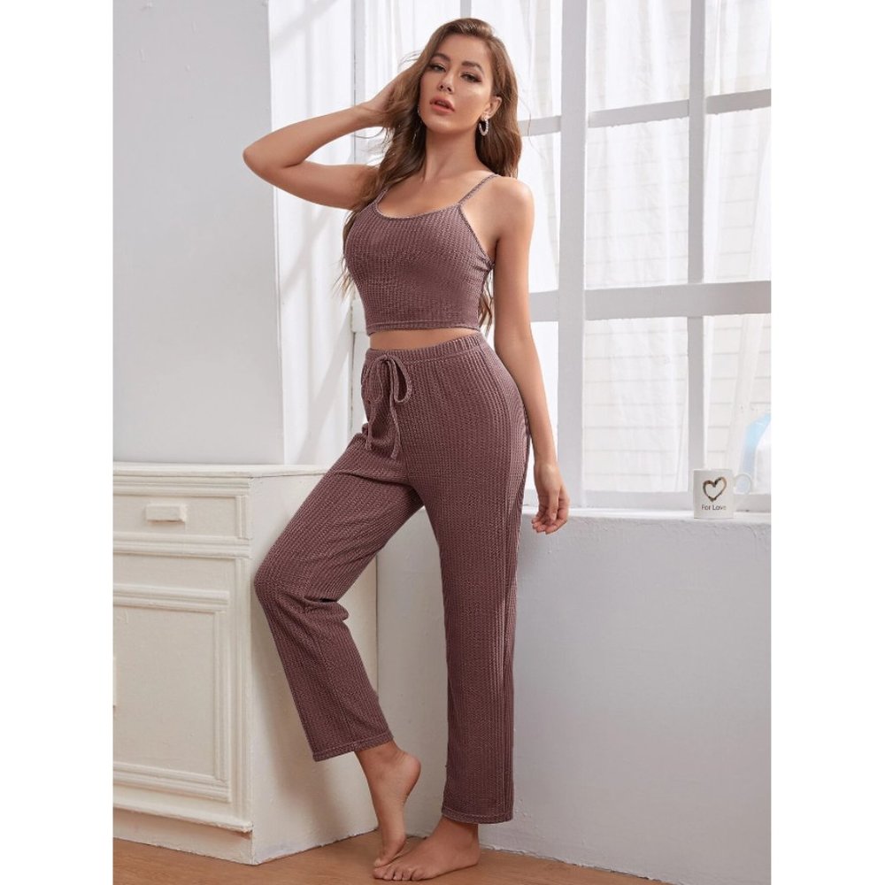 Mauve Waffle Weave 3 Piece Lounge Set - Picture 8 of 13